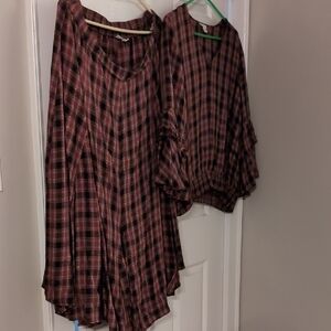 Cato Burgundy Plaid Top